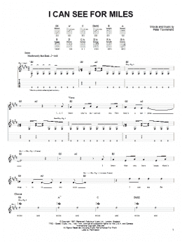 page one of I Can See For Miles (Easy Guitar Tab)