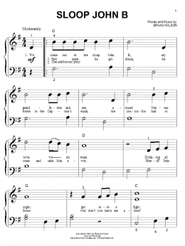 page one of Sloop John B (Big Note Piano)