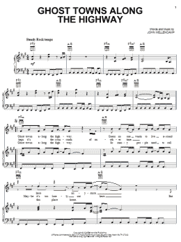 page one of Ghost Towns Along The Highway (Piano, Vocal & Guitar Chords (Right-Hand Melody))