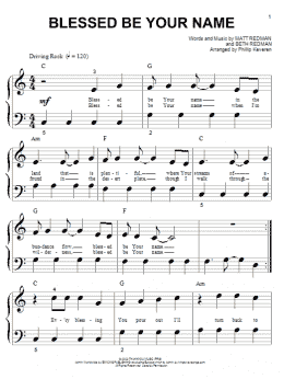page one of Blessed Be Your Name (arr. Phillip Keveren) (Big Note Piano)