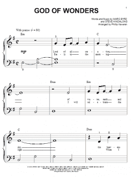 page one of God Of Wonders (arr. Phillip Keveren) (Big Note Piano)