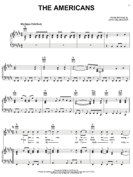 page one of The Americans (Piano, Vocal & Guitar Chords (Right-Hand Melody))