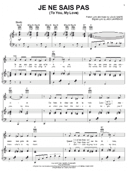 page one of Je Ne Sais Pas (To You, My Love) (Piano, Vocal & Guitar Chords (Right-Hand Melody))