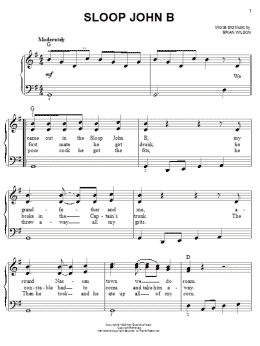 page one of Sloop John B (Easy Piano)