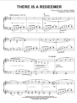 page one of There Is A Redeemer (arr. Phillip Keveren) (Piano Solo)