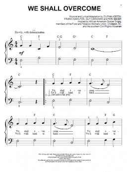 page one of We Shall Overcome (Big Note Piano)