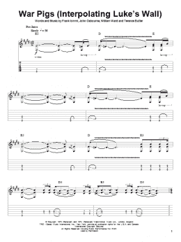 page one of War Pigs (Interpolating Luke's Wall) (Guitar Tab (Single Guitar))