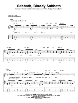 page one of Sabbath, Bloody Sabbath (Guitar Tab (Single Guitar))