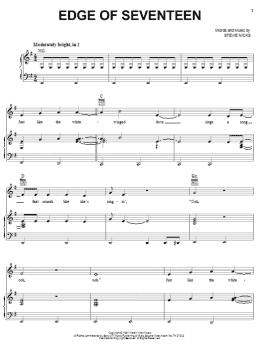 page one of Edge Of Seventeen (Piano, Vocal & Guitar Chords (Right-Hand Melody))