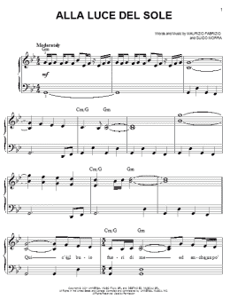 page one of Alla Luce Del Sole (Easy Piano)