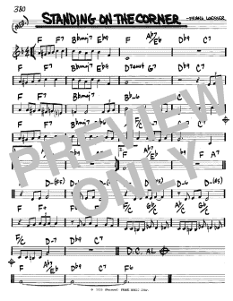 page one of Standing On The Corner (Real Book – Melody & Chords – C Instruments)
