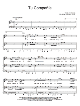 page one of Tu Compania (Piano, Vocal & Guitar Chords (Right-Hand Melody))