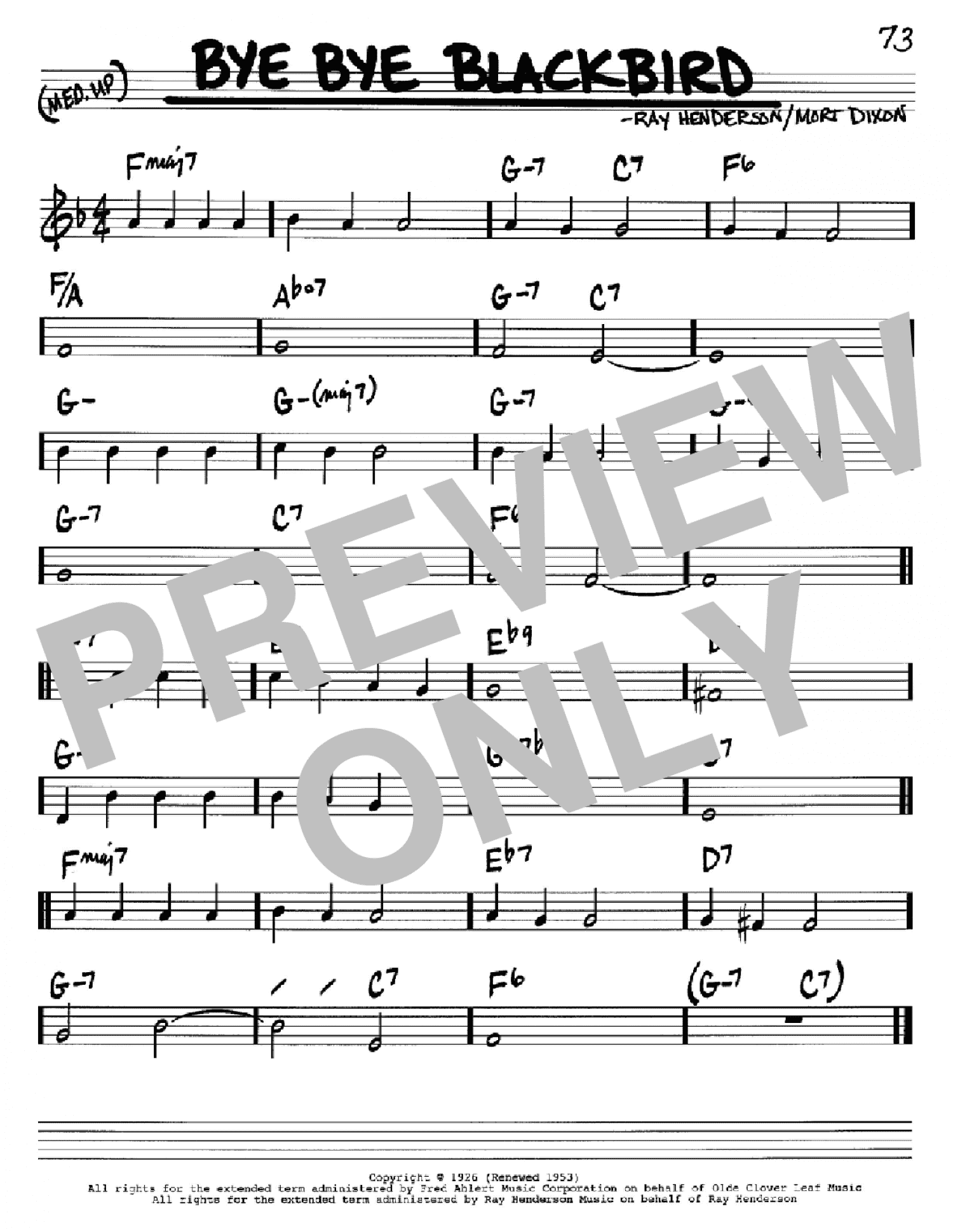 Bye Bye Blackbird (Real Book – Melody & Chords – C Instruments)