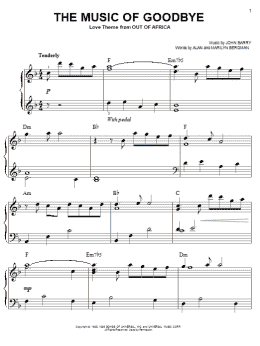 page one of The Music Of Goodbye (Easy Piano)