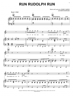 page one of Run Rudolph Run (Piano, Vocal & Guitar Chords (Right-Hand Melody))