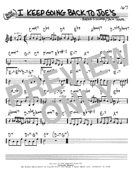 page one of I Keep Going Back To Joe's (Real Book – Melody & Chords – C Instruments)