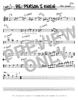 page one of Re: Person I Knew (Real Book – Melody & Chords – C Instruments)