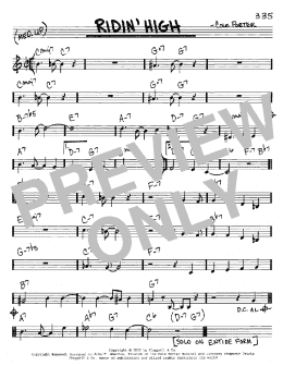 page one of Ridin' High (Real Book – Melody & Chords – C Instruments)