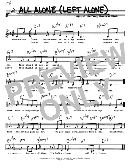 page one of All Alone (Left Alone) (Real Book – Melody, Lyrics & Chords)