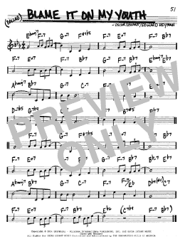 page one of Blame It On My Youth (Real Book – Melody & Chords – C Instruments)