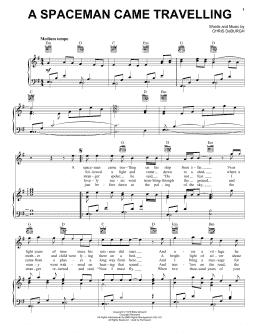 page one of A Spaceman Came Travelling (Piano, Vocal & Guitar Chords (Right-Hand Melody))