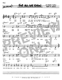 page one of For All We Know (Real Book – Melody, Lyrics & Chords)