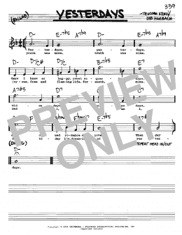 page one of Yesterdays (Real Book – Melody, Lyrics & Chords)