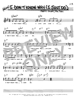 page one of I Don't Know Why (I Just Do) (Real Book – Melody, Lyrics & Chords)