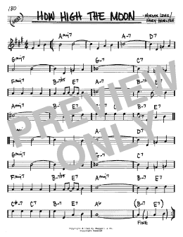 page one of How High The Moon (Real Book – Melody & Chords – Bb Instruments)
