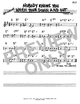 page one of Nobody Knows You When You're Down And Out (Real Book – Melody & Chords – Bb Instruments)