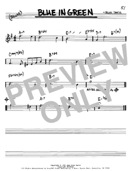 page one of Blue In Green (Real Book – Melody & Chords – Bb Instruments)