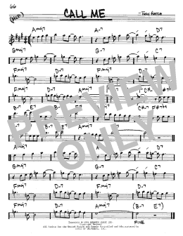 page one of Call Me (Real Book – Melody & Chords – Eb Instruments)