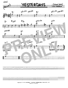 page one of Yesterdays (Real Book – Melody & Chords – Eb Instruments)