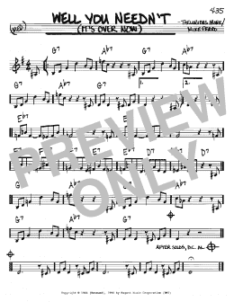 page one of Well You Needn't (It's Over Now) (Real Book – Melody & Chords – Bb Instruments)