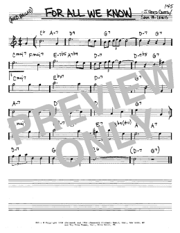 page one of For All We Know (Real Book – Melody & Chords – Eb Instruments)