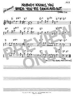 page one of Nobody Knows You When You're Down And Out (Real Book – Melody & Chords – Eb Instruments)