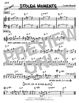 page one of Stolen Moments (Real Book – Melody & Chords – Eb Instruments)