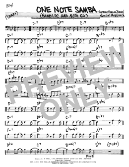 page one of One Note Samba (Samba De Uma Nota So) (Real Book – Melody & Chords – Bass Clef Instruments)