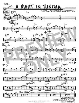page one of A Night In Tunisia (Real Book – Melody & Chords – Bass Clef Instruments)