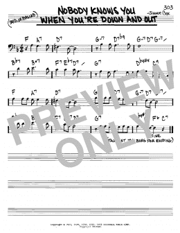 page one of Nobody Knows You When You're Down And Out (Real Book – Melody & Chords – Bass Clef Instruments)