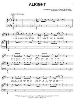 page one of Alright (Piano, Vocal & Guitar Chords (Right-Hand Melody))