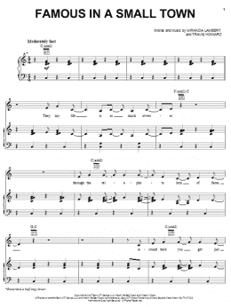 page one of Famous In A Small Town (Piano, Vocal & Guitar Chords (Right-Hand Melody))