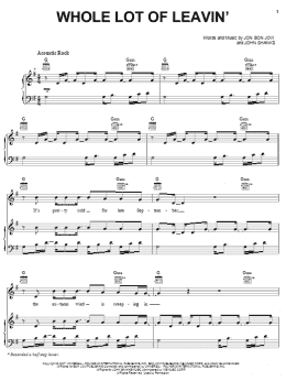 page one of Whole Lot Of Leavin' (Piano, Vocal & Guitar Chords (Right-Hand Melody))