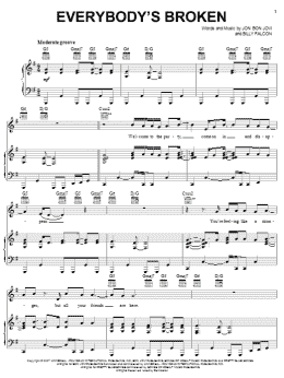 page one of Everybody's Broken (Piano, Vocal & Guitar Chords (Right-Hand Melody))