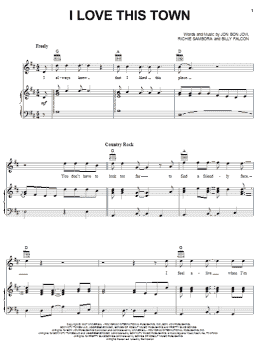 page one of I Love This Town (Piano, Vocal & Guitar Chords (Right-Hand Melody))