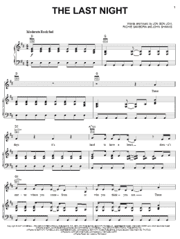page one of The Last Night (Piano, Vocal & Guitar Chords (Right-Hand Melody))