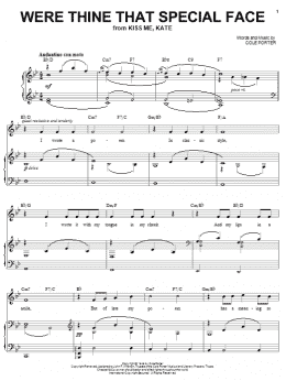 page one of Were Thine That Special Face (from Kiss Me, Kate) (Piano & Vocal)