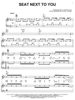 page one of Seat Next To You (Piano, Vocal & Guitar Chords (Right-Hand Melody))