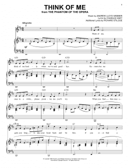 page one of Think Of Me (from The Phantom Of The Opera) (Piano & Vocal)