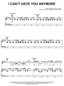 page one of I Can't Hate You Anymore (Piano, Vocal & Guitar Chords (Right-Hand Melody))